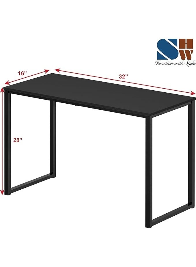 SHW 32-Inch Compact Home & Office Computer Desk with Steel Frame – Black - Image 1