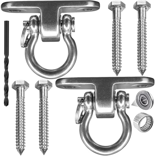Dakzhou 2Pack Stainless Steel Swing HangersSlient Bearing Swing Hanger AntiRust Heavy Duty 180 Rotary Swing 1500LB Wooden Yoga Hammock Chair Sandbag Porch Swing - Image 1