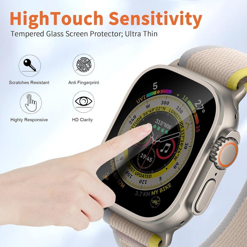 Smiling 3 Pack Screen Protector Compatible with Apple Watch Ultra 3 (2025)/ Ultra 2/Ultra 49mm and Auto Installation Frame, Anti-Scratch Privacy Screen Protector, Bubble Free, Touch Sensitive - Image 4
