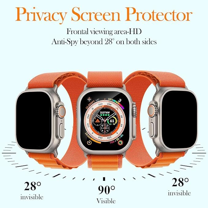 Smiling 3 Pack Screen Protector Compatible with Apple Watch Ultra 3 (2025)/ Ultra 2/Ultra 49mm and Auto Installation Frame, Anti-Scratch Privacy Screen Protector, Bubble Free, Touch Sensitive - Image 3