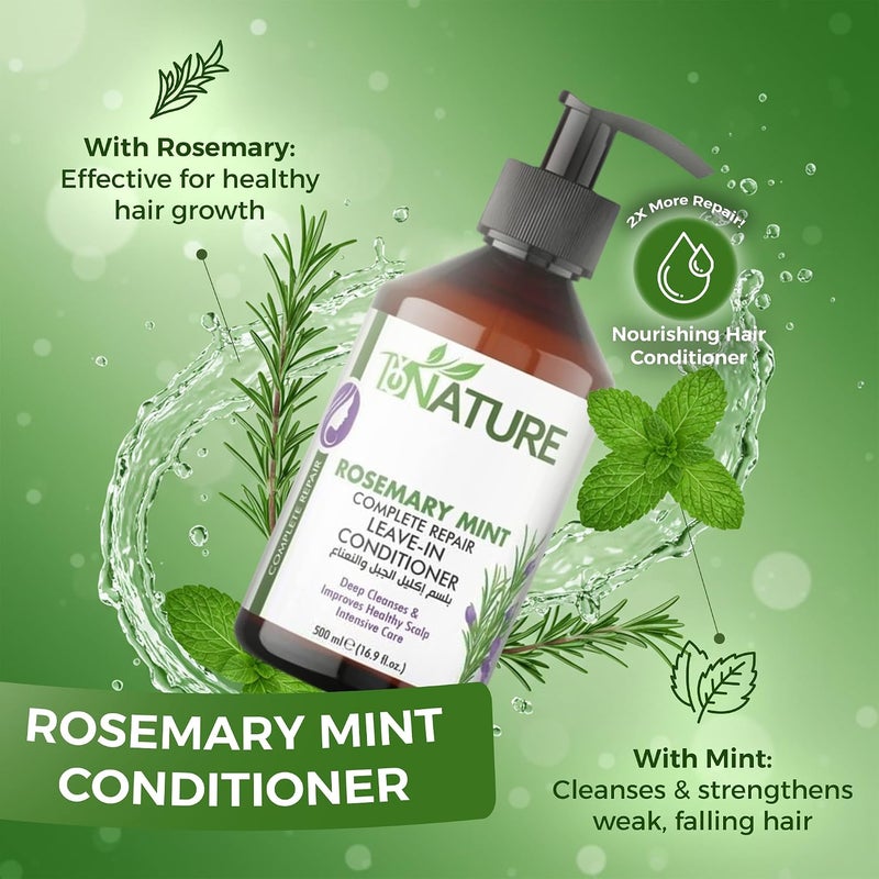 By Nature Bynature Rosemary Mint Complete Repair LeaveIn Conditioner 500ml Rosemary Extract for Hydration RepairHair NourishmentFree from Paraben & Silicones (All HairTypes) - Image 1