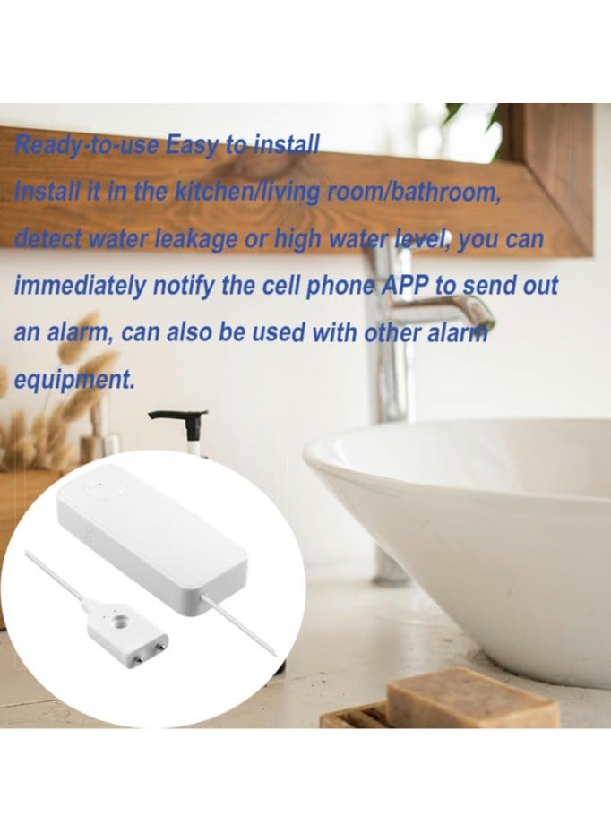 Wifi Water Leak Detector Kit, 85dB Water Sensor Alarm, Sump Pump Leakage Alarm, TUYA APP Free Remote Monitoring for Water Leakage