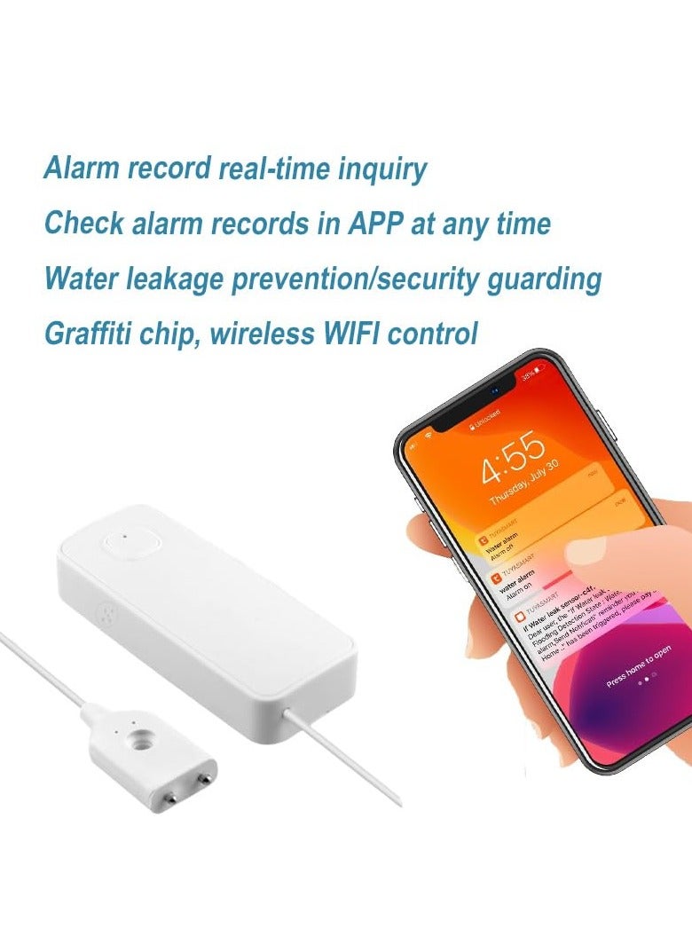 Wifi Water Leak Detector Kit, 85dB Water Sensor Alarm, Sump Pump Leakage Alarm, TUYA APP Free Remote Monitoring for Water Leakage