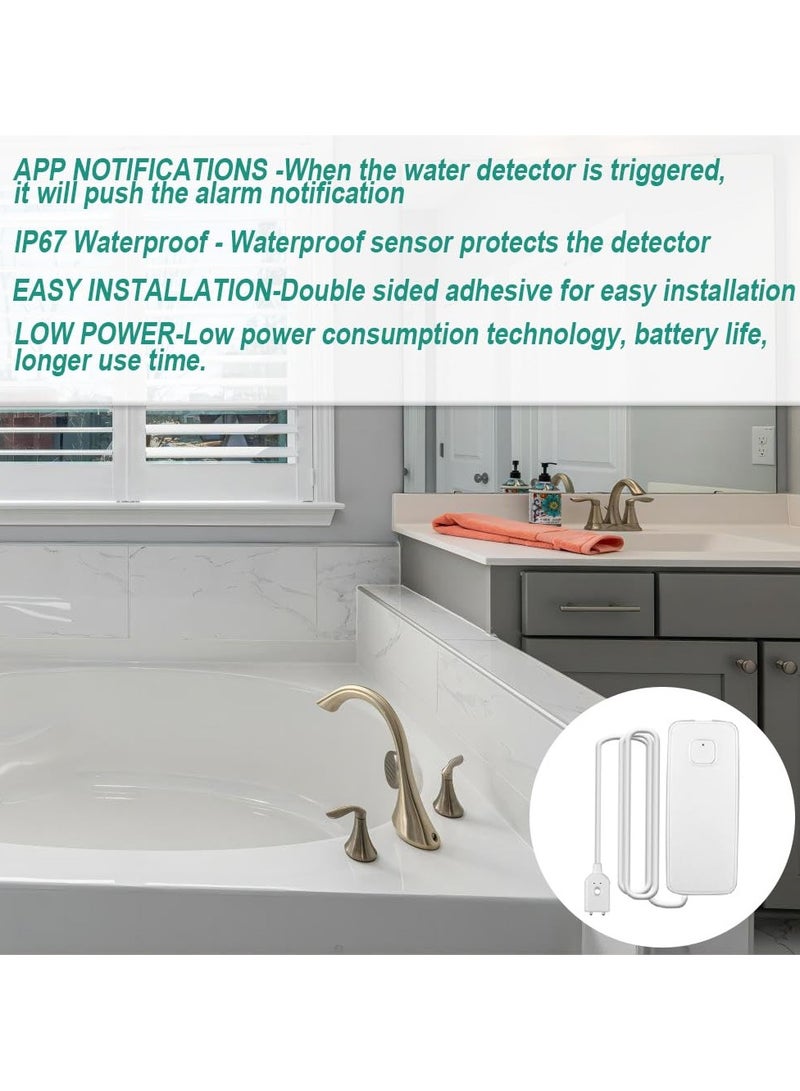 Wifi Water Leak Detector Kit, 85dB Water Sensor Alarm, Sump Pump Leakage Alarm, TUYA APP Free Remote Monitoring for Water Leakage