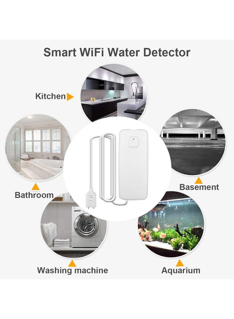 Wifi Water Leak Detector Kit, 85dB Water Sensor Alarm, Sump Pump Leakage Alarm, TUYA APP Free Remote Monitoring for Water Leakage