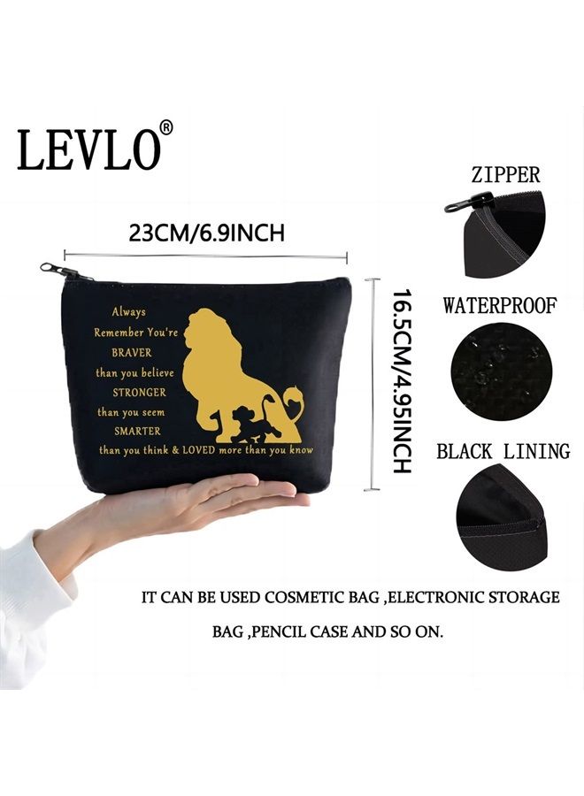 LEVLO The Lion Movie Cosmetic Make Up Bag Lion Simba Fans Gift You Are Braver Stronger Smarter Than You Think Lion Zipper Pouch Bag (Always Lion Black) - Image 2