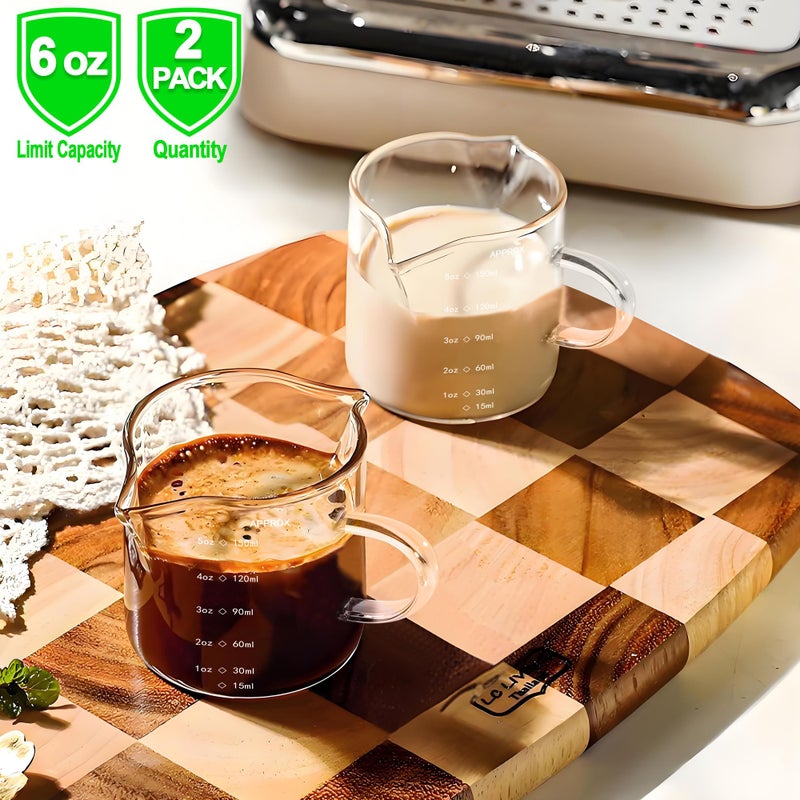 QUMMFA 5OZ (150ML) Espresso Cups, Double Spouts Espresso Shot Cups with Handle, Heat Resistant Borosilicate Cappuccino Cup, Coffee Bar Accessories, Small (Set of 2) - Image 2