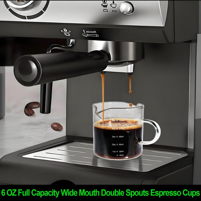 QUMMFA 5OZ (150ML) Espresso Cups, Double Spouts Espresso Shot Cups with Handle, Heat Resistant Borosilicate Cappuccino Cup, Coffee Bar Accessories, Small (Set of 2) - Image 5