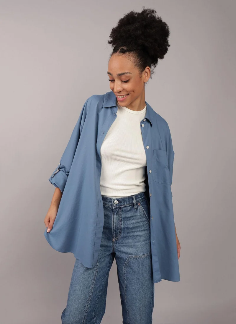 امريكان ايجل Pocket Detail Button Down Oversized Shirt