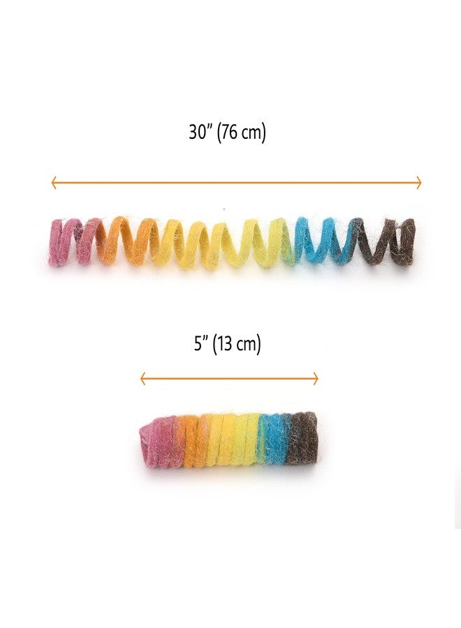 Glaciart One Felt Spring Cat Toy - 5 Pcs Soft Fuzzy Enrichment 100% Natural Wool - Interactive Stretchable Play Cat Toy Set - Safe for Pets, Non-AZO Colored Dyes - 30” Long - Image 4