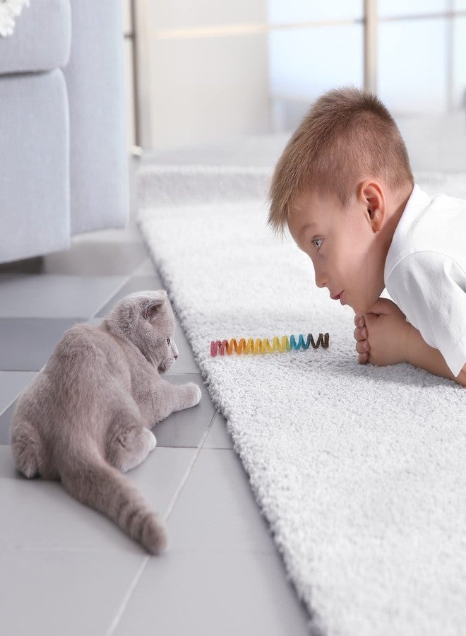 Glaciart One Felt Spring Cat Toy - 5 Pcs Soft Fuzzy Enrichment 100% Natural Wool - Interactive Stretchable Play Cat Toy Set - Safe for Pets, Non-AZO Colored Dyes - 30” Long - Image 3