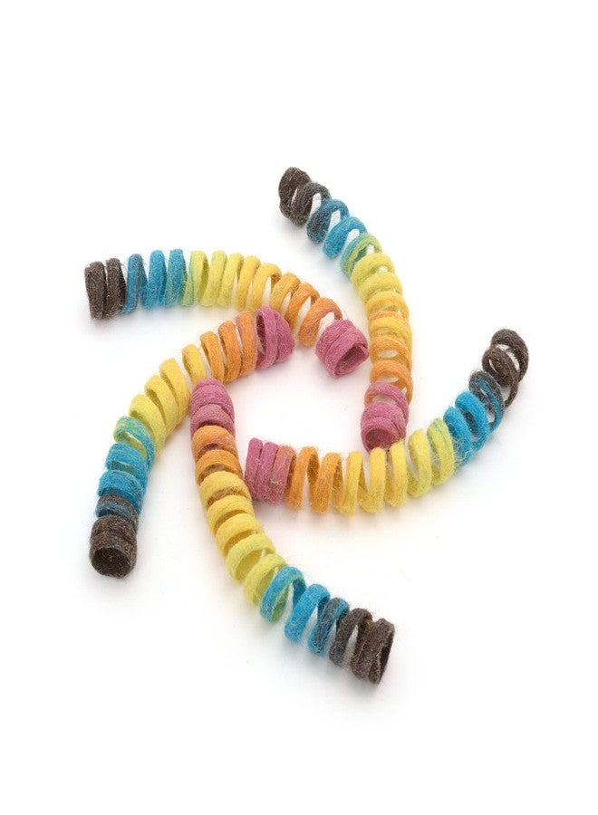 Glaciart One Felt Spring Cat Toy - 5 Pcs Soft Fuzzy Enrichment 100% Natural Wool - Interactive Stretchable Play Cat Toy Set - Safe for Pets, Non-AZO Colored Dyes - 30” Long - Image 1