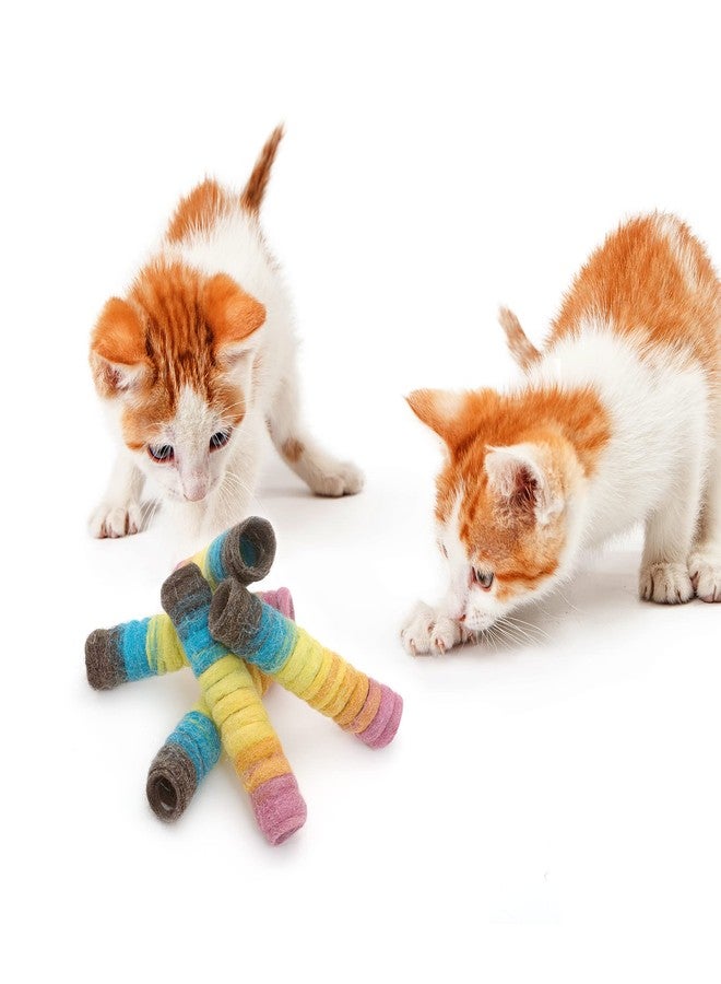 Glaciart One Felt Spring Cat Toy - 5 Pcs Soft Fuzzy Enrichment 100% Natural Wool - Interactive Stretchable Play Cat Toy Set - Safe for Pets, Non-AZO Colored Dyes - 30” Long - Image 5