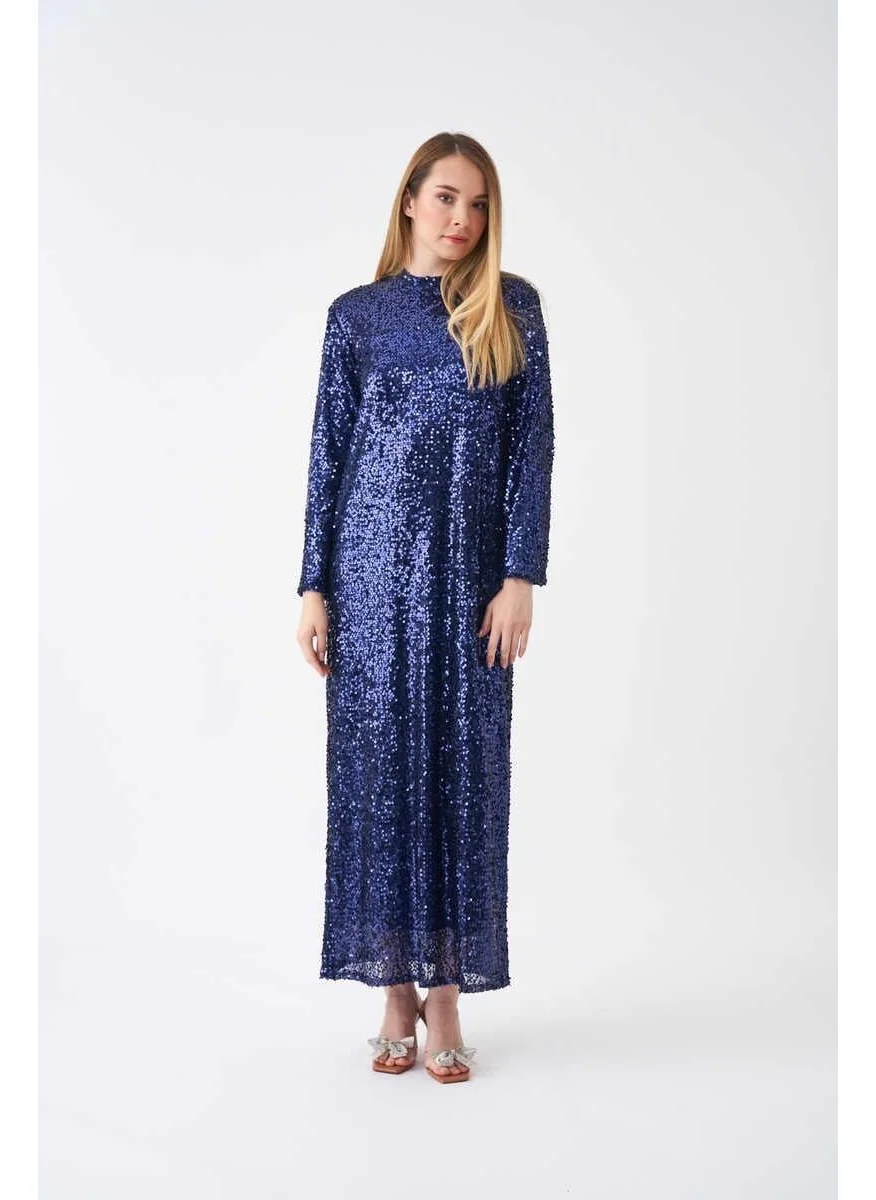 Mevra Sequin Evening Dress Midnight Blue