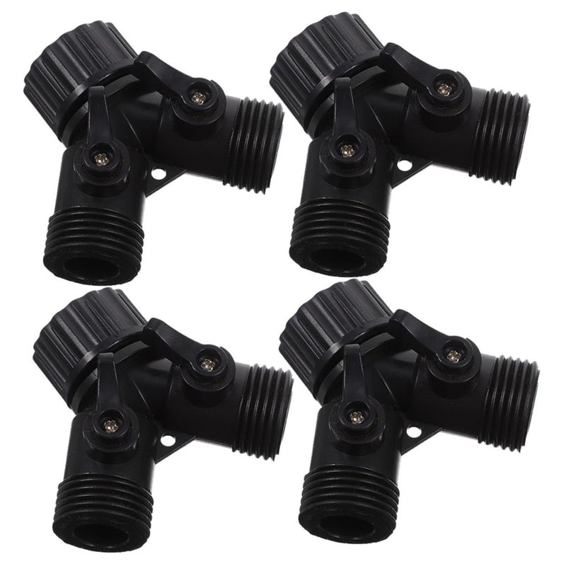 4 Pcs Y Type Garden Hose Splitter Quick Connect Fittings With Shut Off Valve - Image 2