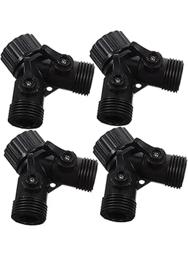 4 Pcs Y Type Garden Hose Splitter Quick Connect Fittings With Shut Off Valve - Image 1