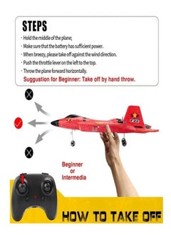 Generic F-22 Raptor Remote Control Airplane, 2.4GHz 6-Axis Gyro with Light Bar, Fighter Airplane Gift for Kids (Red)  - Image 4