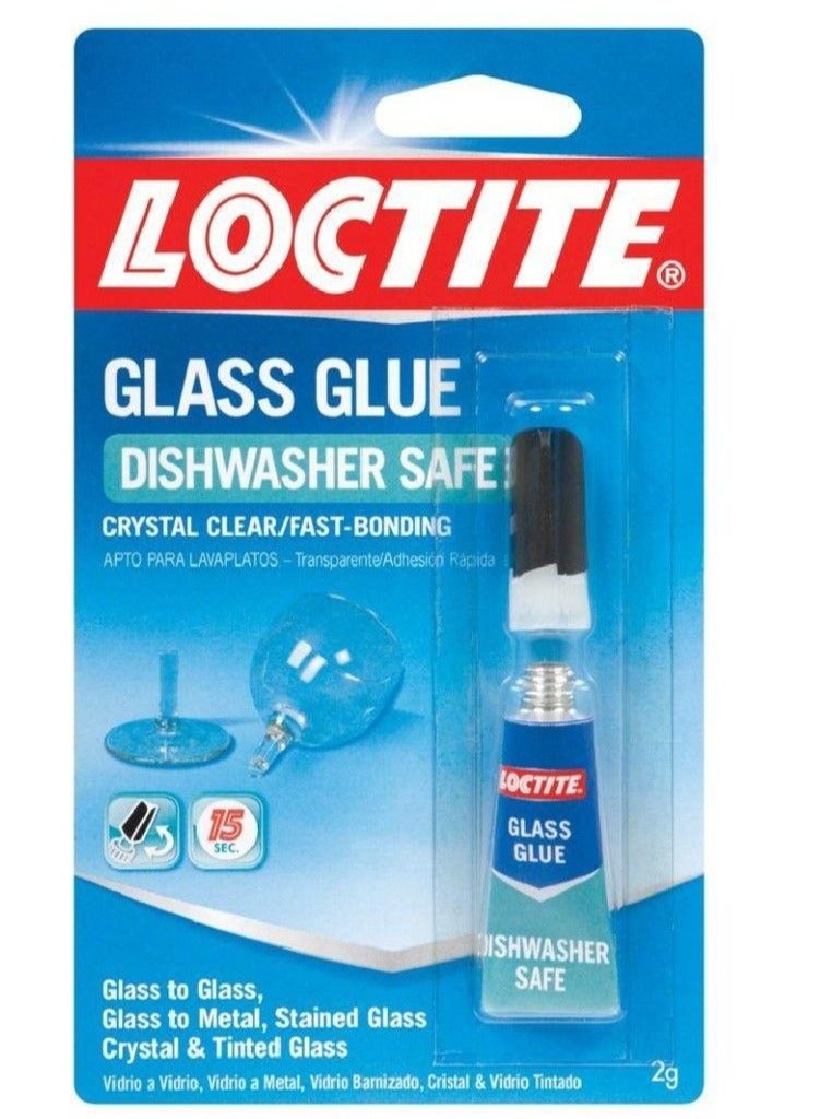 لوكتيت لاصق الزجاج لوكتايت 2 جرام شفاف قوي للزجاج والمعادن والكريستال سريع الالتصاق مقاوم للماء وآمن لغسالة الصحون غراء شفاف للإصلاحات الدقيقة مع رأس تطبيق دقيق - Image 1