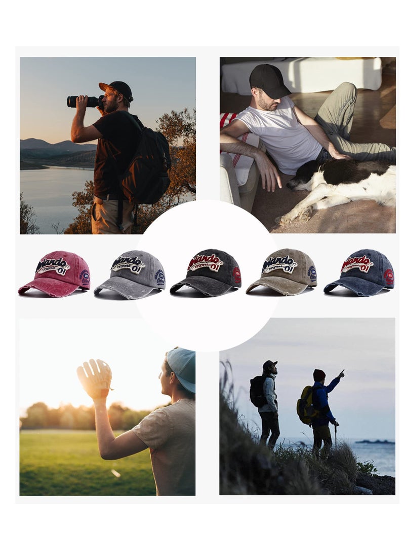 Vintage Unisex Baseball Cap Adjustable Cotton Snapback Trucker Hat for Outdoor Sports Red - Image 4