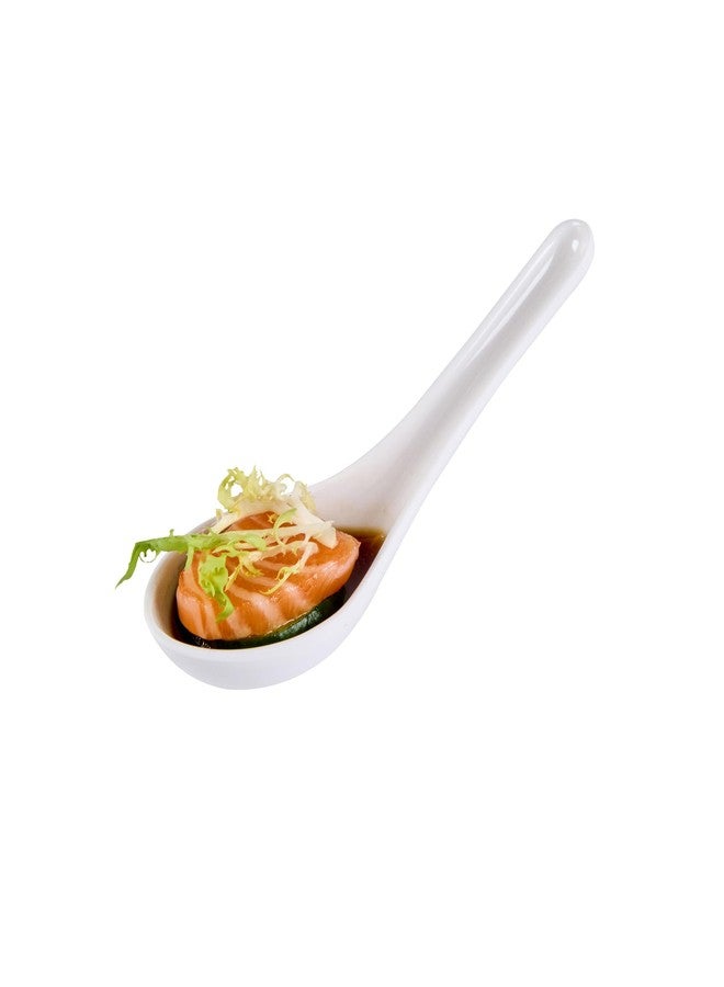 Restaurantware Voga 4.8 x 1.5 x 1.5 Inch Asian Soup Spoons 10 Premium Wonton Soup Spoons - Sturdy Pair With Ramen Rice Or Dumplings White Melamine Pho Spoons For Homes Or Restaurants - Image 2