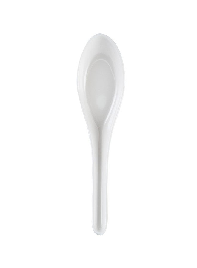Restaurantware Voga 4.8 x 1.5 x 1.5 Inch Asian Soup Spoons 10 Premium Wonton Soup Spoons - Sturdy Pair With Ramen Rice Or Dumplings White Melamine Pho Spoons For Homes Or Restaurants - Image 1