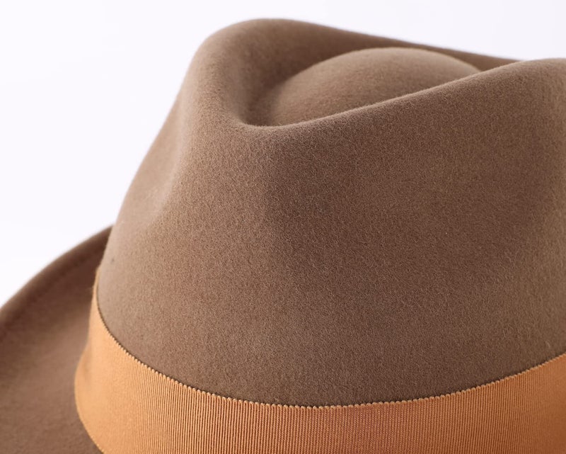 Home Prefer Men's Wool Felt Winter Hat Short Brim Fedora Hat Tan Medium (7 1/8) 57cm - Image 4