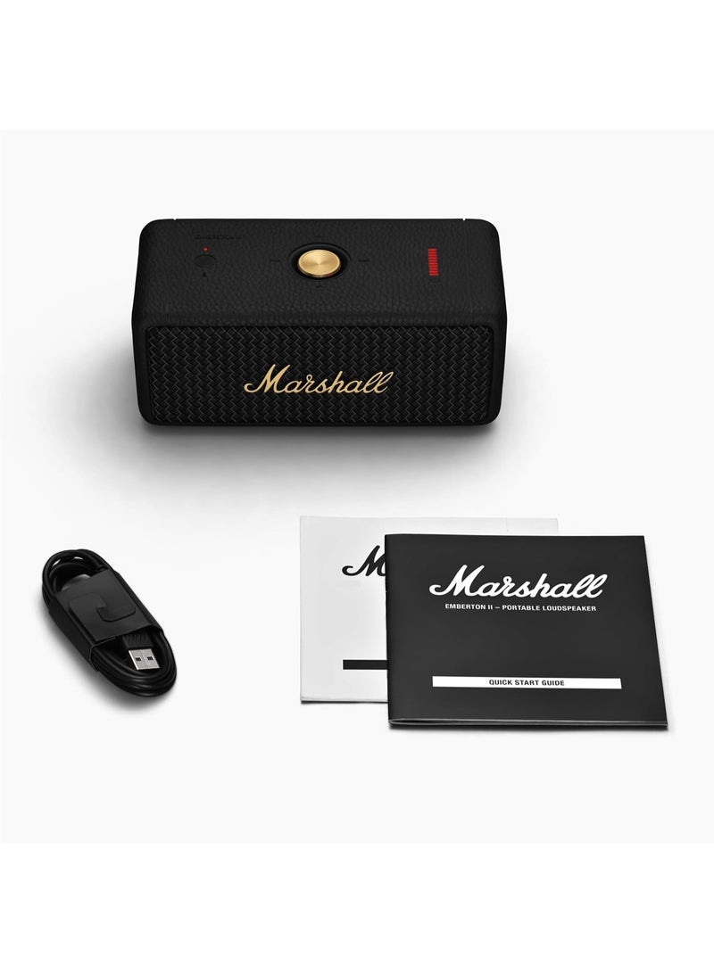 مارشال Marshall Emberton II Portable Bluetooth Speakers - Water Resistant Wireless Speakers Portable Speaker 30+ Hour of Playtime - Black and Brass - Image 5