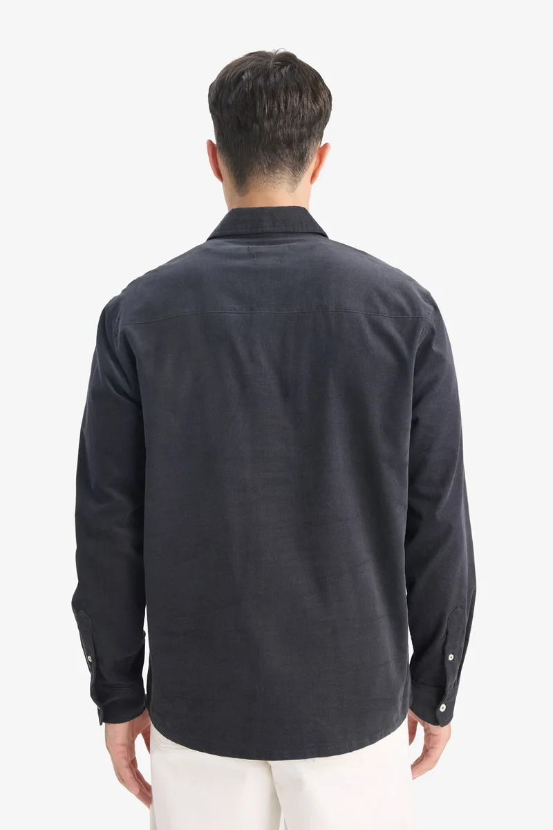Defacto  Regular Fit Polo Shirt Velvet Long Sleeve Shirt for Men | Best Price UAE