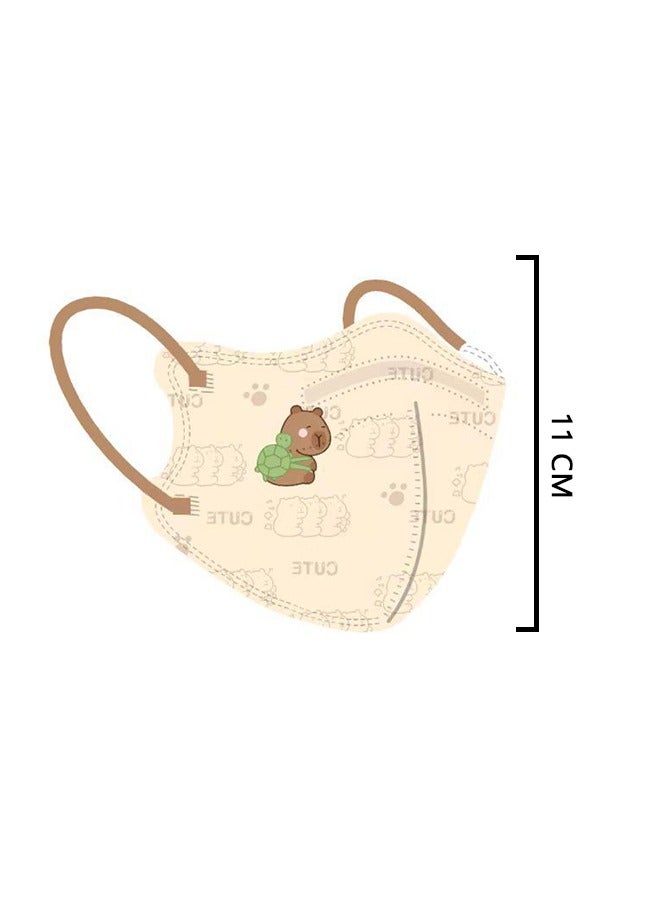 20 Pcs Little Capybara Cartoon Masks Set, Dust Proof Sun Protection Fabric Face Covering (Brown+White) - Image 2