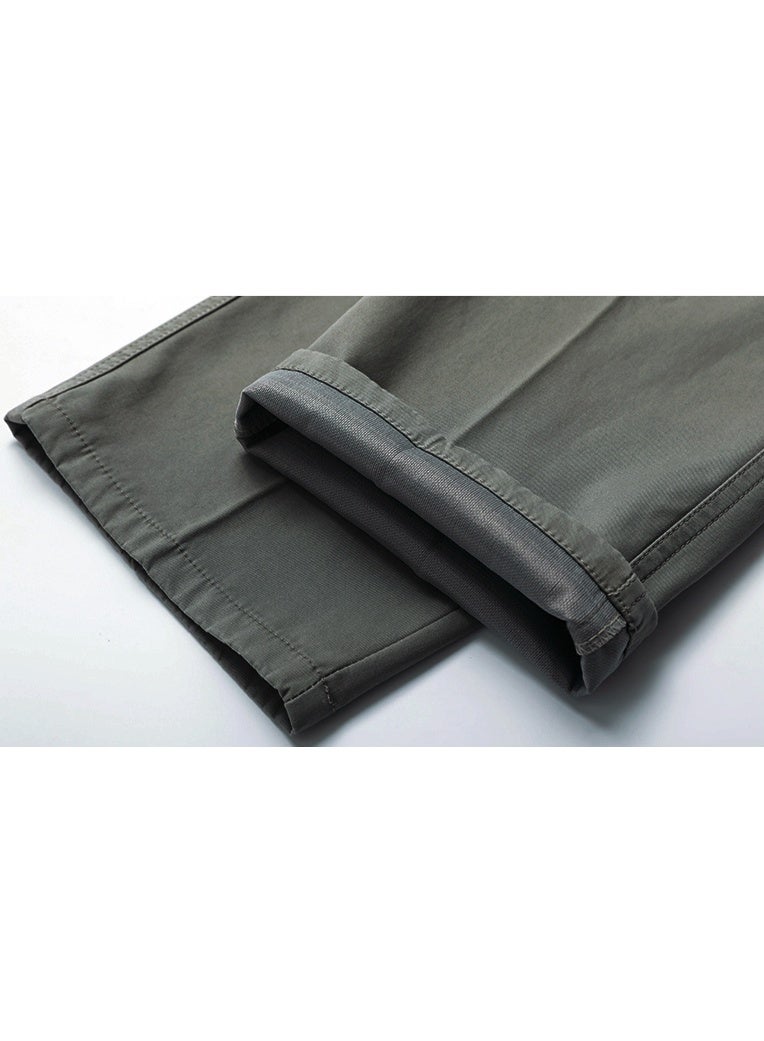 Men's Cotton Straight Leg Workwear Pants Summer Loose Fit Elastic Waist - Image 4