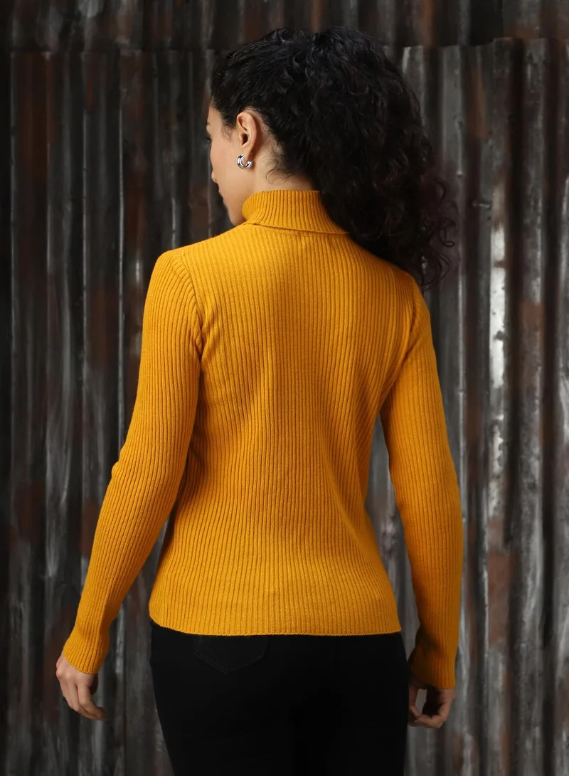HIGH STAR Golden Yellow Women's Golden Yellow 100% Acrylic Solid Sweater for Women | Best Price UAE