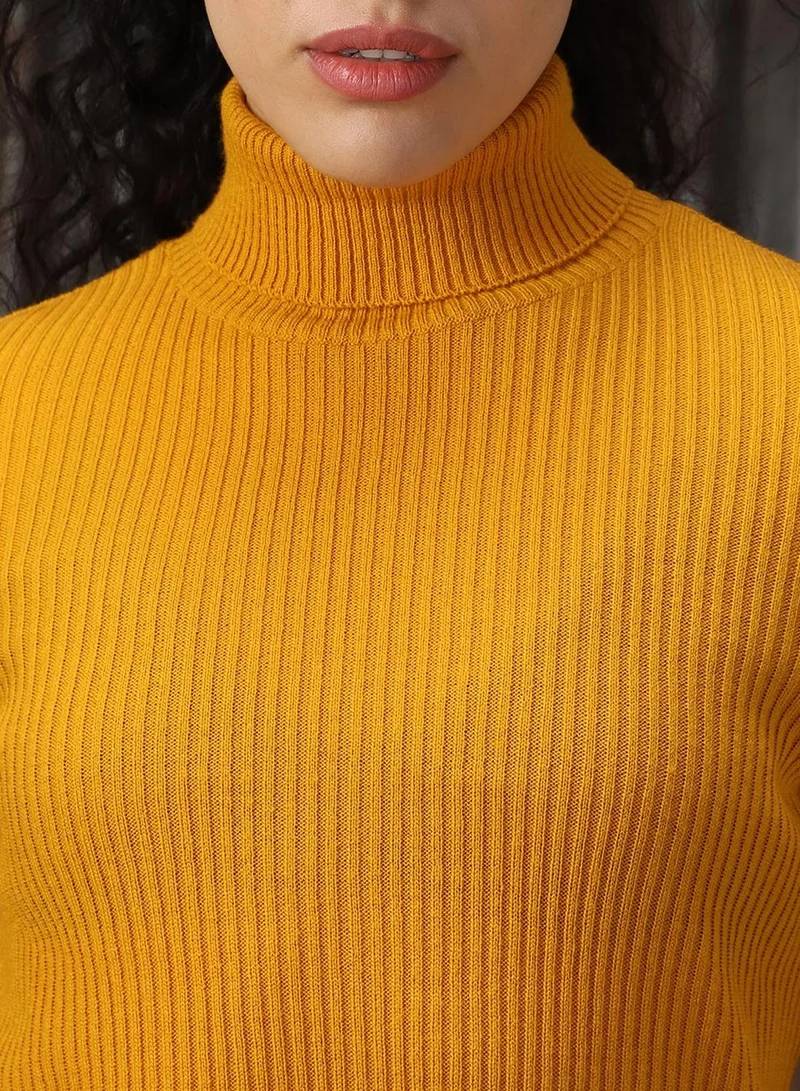 HIGH STAR Golden Yellow Women's Golden Yellow 100% Acrylic Solid Sweater for Women | Best Price UAE