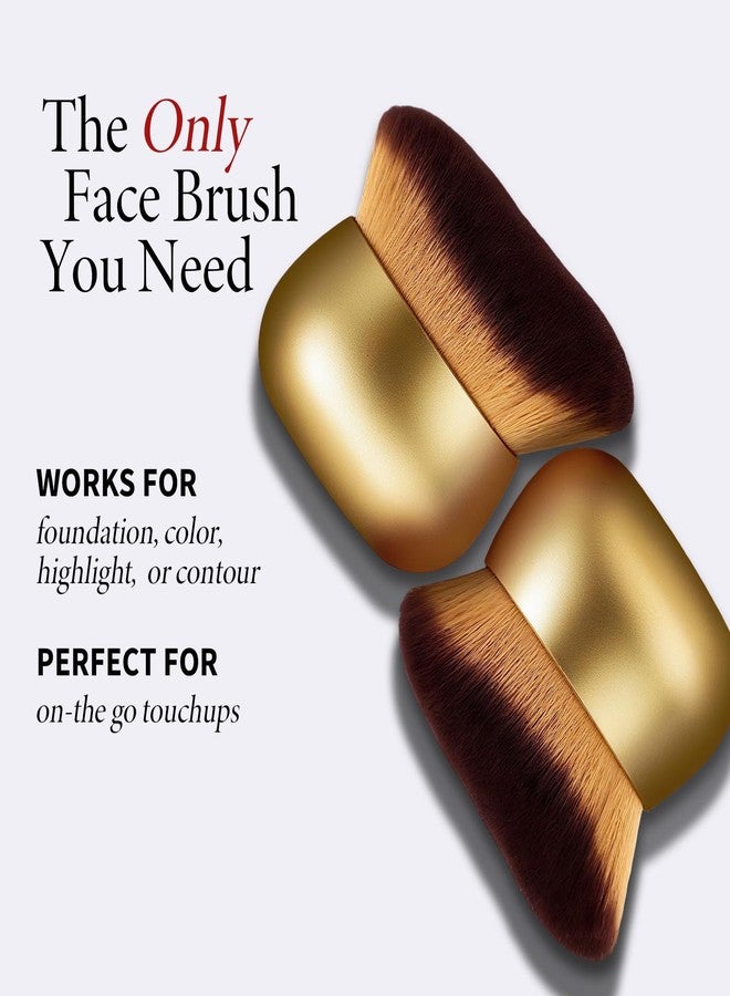 EOICCEOH Airbrush Kabuki Brush for All Face Makeup & Foundation for Liquid, Cream and Powder Face Makeup, Large Brush for Effortless Natural Beautiful Look, With Wide-headed Bristles - Gold - Image 4