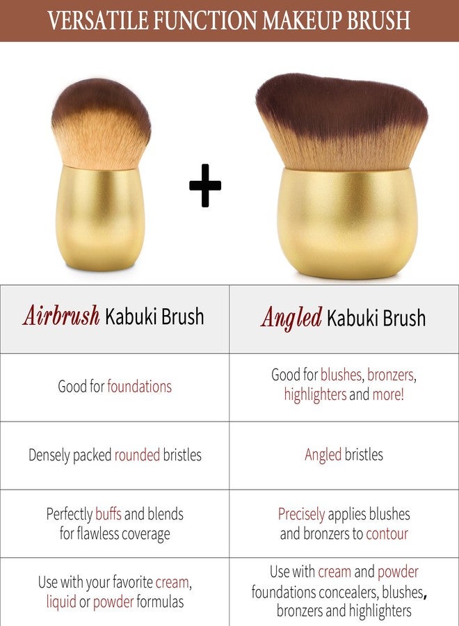 EOICCEOH Airbrush Kabuki Brush for All Face Makeup & Foundation for Liquid, Cream and Powder Face Makeup, Large Brush for Effortless Natural Beautiful Look, With Wide-headed Bristles - Gold - Image 5