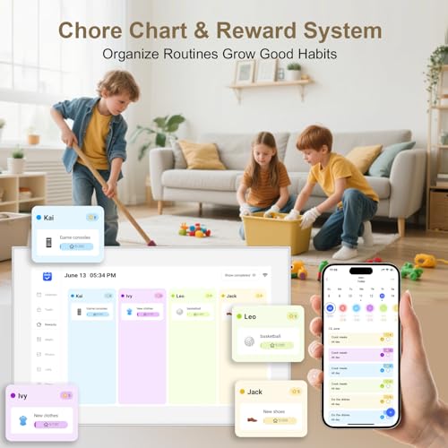 akimart 15.6 inch Wall Planner Digital Calendar & Chore Chart, Smart Touchscreen Display for Family Schedules, Hearth Display Digital Calendar, Digital Photo Frame, Great for Organizing Your 2025 Calendar - Image 4