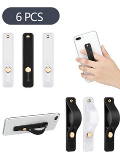 6-Piece Phone Grip Strap Telescopic Finger Strap Bracket, Portable Self-adhesive Phone Finger Grip Holder for Most Smartphone(Black &White)