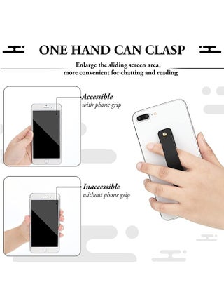 6-Piece Phone Grip Strap Telescopic Finger Strap Bracket, Portable Self-adhesive Phone Finger Grip Holder for Most Smartphone(Black &White) - view 2