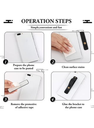 6-Piece Phone Grip Strap Telescopic Finger Strap Bracket, Portable Self-adhesive Phone Finger Grip Holder for Most Smartphone(Black &White) - view 3