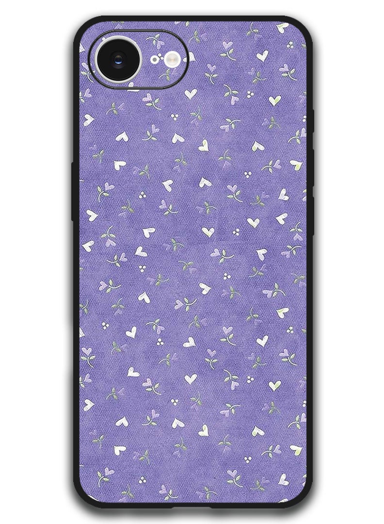 Theodor Case Compatible with Apple iPhone 16e 6.1 Inch Protection Shockproof Bumper Cover - Hearts Purple Background - Image 1
