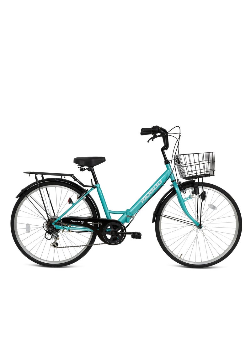 MOGOO Fusion 24-Inch Road Bike | 24-Inch Wheel Size | Adjustable Seat | With Basket And Carrier | Green Color - Image 1