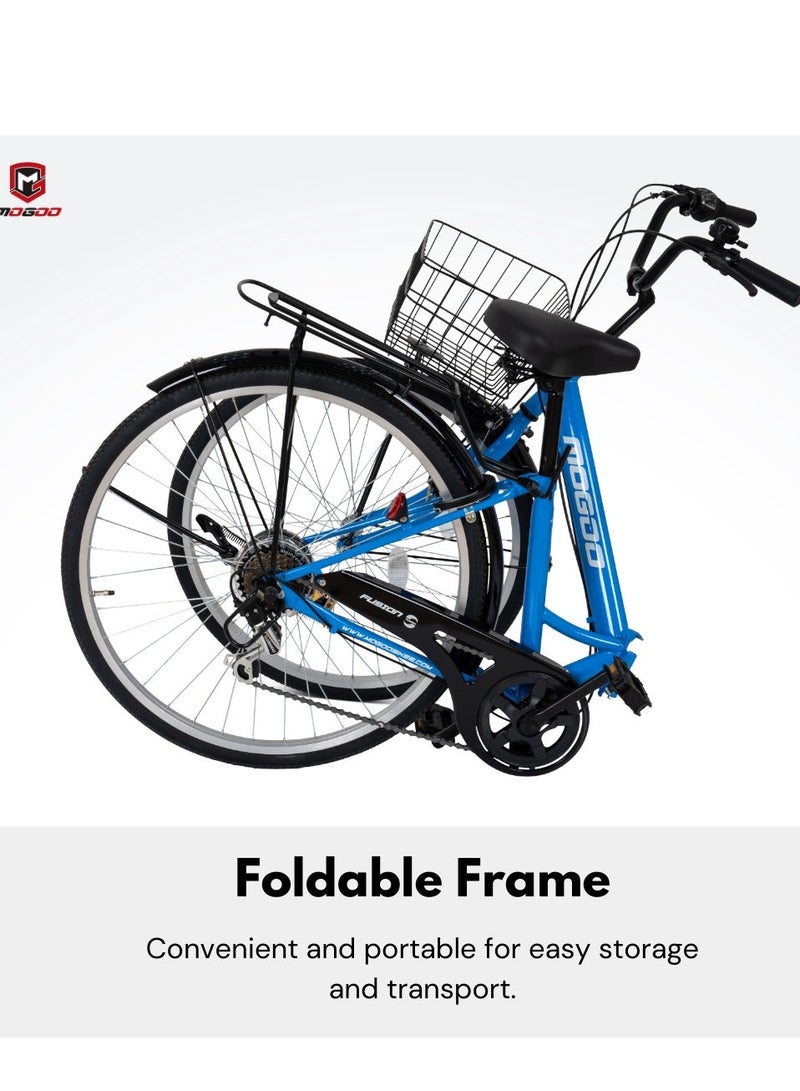 MOGOO Fusion 24-Inch Road Bike | 24-Inch Wheel Size | Adjustable Seat | With Basket And Carrier | Green Color - Image 5