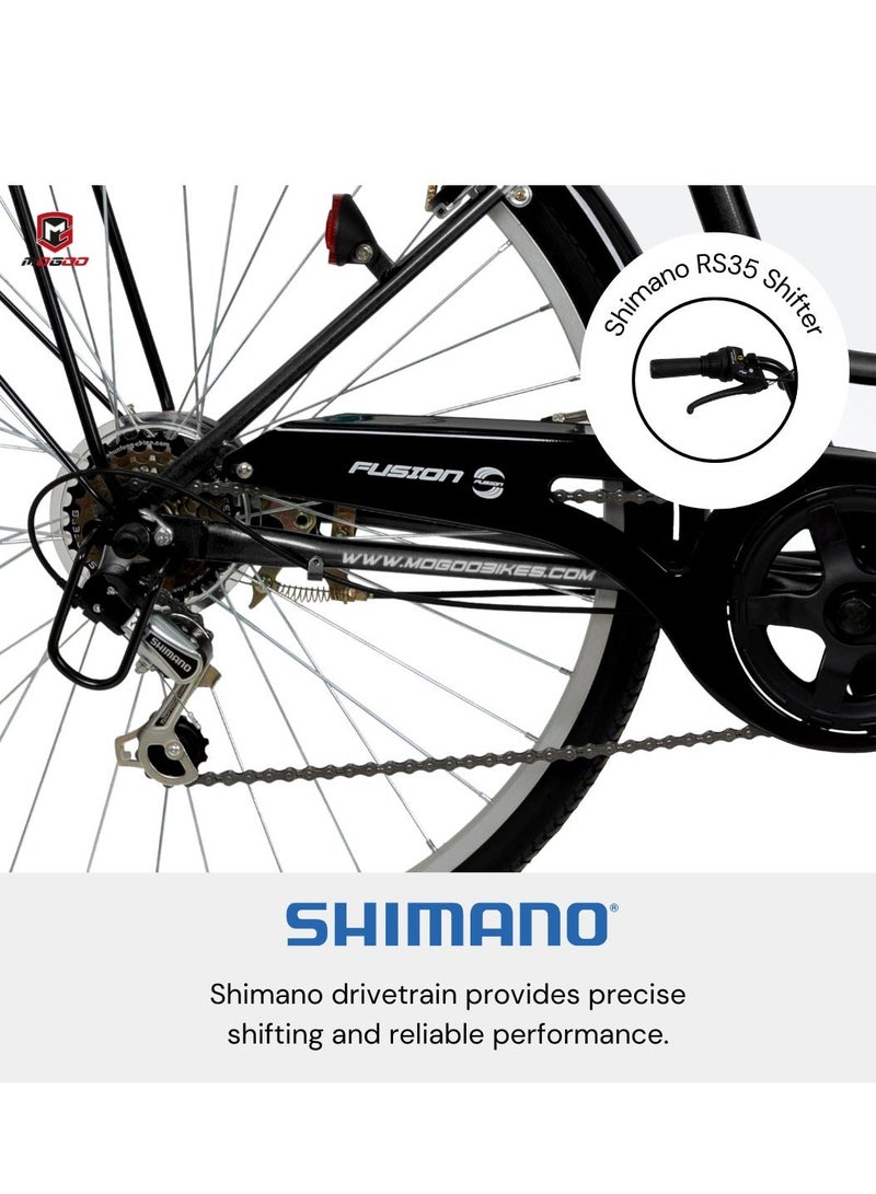 MOGOO Fusion 24-Inch Road Bike | 24-Inch Wheel Size | Adjustable Seat | With Basket And Carrier | Green Color - Image 4