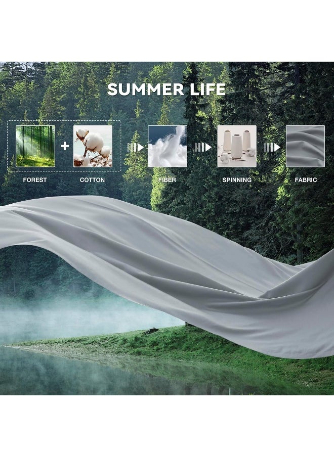 JELLYMONI JELLYMONI Lyocell Cotton Sheet Set King Size - 4 Pieces Cooling Light Grey Bed Sheets for Summer, Silky Soft Eucalyptus Bedding Set with Deep Pocket  - Image 4