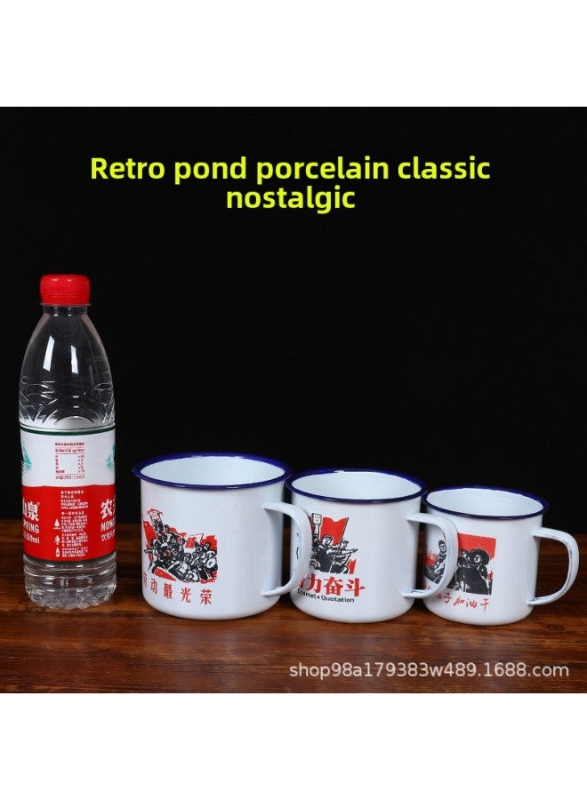 By Box Wholesale Enamel Cup Nostalgic Classic Large Capacity Old-fashioned Vintage Cup With Lid Iron Tea Jar Mug-Color:Enamel Cup [quote Style] Will Not Be Shipped If Less Than One Box Is Filled-Capacity:8cm 350ml Without Cap [120 Pieces] - Image 4