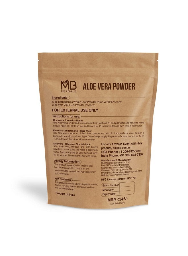 مسحوق الصبار من إم بي هيربالز، ٨ أونصات (٢٢٧ غرامًا / ٠.٥ رطل) | مسحوق الصبار الباربادنسيس | مرطب طبيعي للبشرة | يعزز نمو الشعر | للاستخدام الخارجي فقط - Image 2