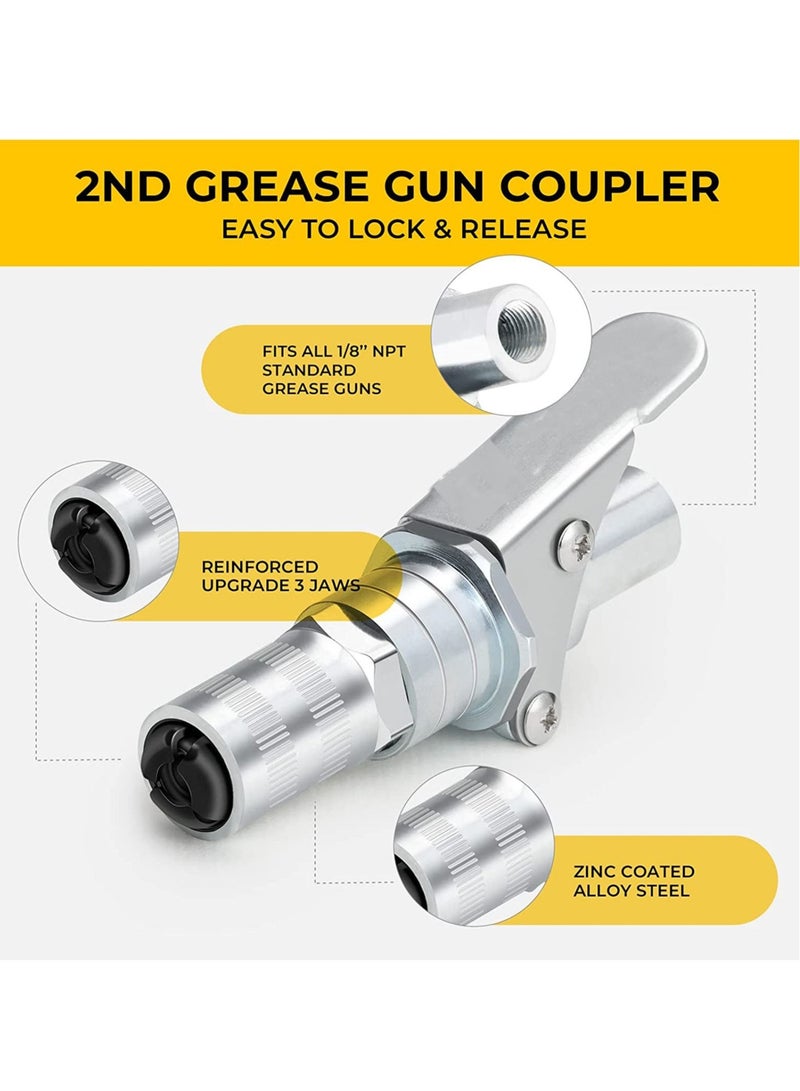 Captaintech Grease Coupler Quick Release High Pressure Grease Fittings Extensions Adapter Connect Grease Hose Adapter Fast to Lock and Release Fits 1/8 NPT Suitable for Most Grease Fittings - Image 2