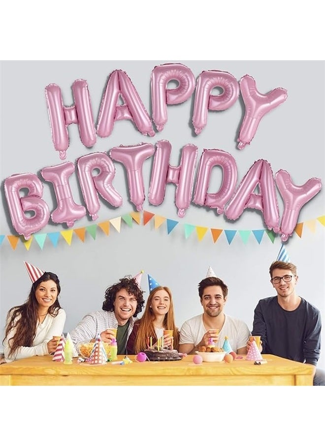 yongsheng Birthday Party Balloon set 1"Happy Birthday" letter Foil Stars Balloons and of Confetti Latex Balloons (Pink)  - Image 4