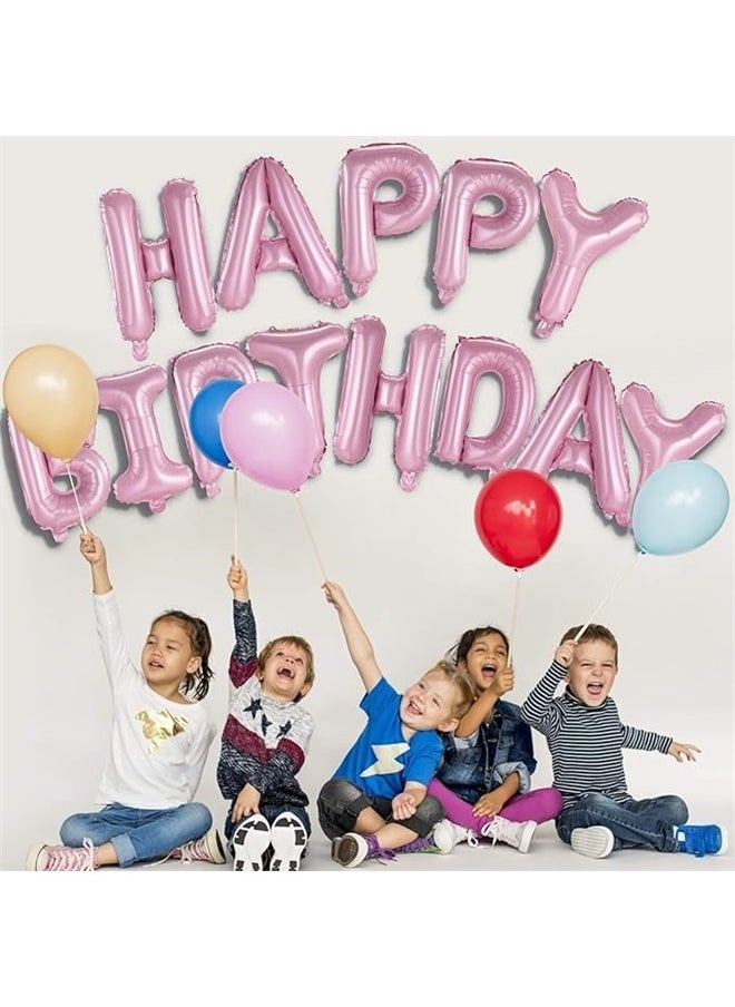 yongsheng Birthday Party Balloon set 1"Happy Birthday" letter Foil Stars Balloons and of Confetti Latex Balloons (Pink)  - Image 3