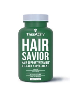 TreeActiv Hair Savior | Biotin + Saw Palmetto Hair Growth Vitamins | Volumizer & Thickening Supplement for Men, Women | Folate, MSM, B Complex Pills for Hair, Skin, Nails | 60 Capsules, 30-Day Supply  - Image 1