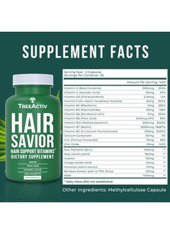 TreeActiv Hair Savior | Biotin + Saw Palmetto Hair Growth Vitamins | Volumizer & Thickening Supplement for Men, Women | Folate, MSM, B Complex Pills for Hair, Skin, Nails | 60 Capsules, 30-Day Supply  - Image 2